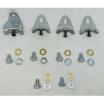 BMW R80 PARIS DAKAR PIASTRINE STAFFE CON VITI DI FISSAGGIO GRIGLIA PARACALORE - EXHAUST MUFFLER HEAT SHIELD SUPPORT BRACKETS