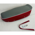 AERMACCHI HARLEY DAVIDSON BREZZA 150 CC RIVESTIMENTO COPERTURA COVER SELLA GRIGIO / ROSSO BORDINO BIANCO 