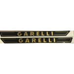 GARELLI COPPIA ADESIVI IN PVC SERBATOIO COLORE NERO SCRITTA ORO