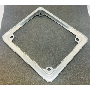 CORNICE TARGA CICLOMOTITI 50 CC MISURE 150 X 130 MM INTERSASSE 115 X 95 MM CROMATA